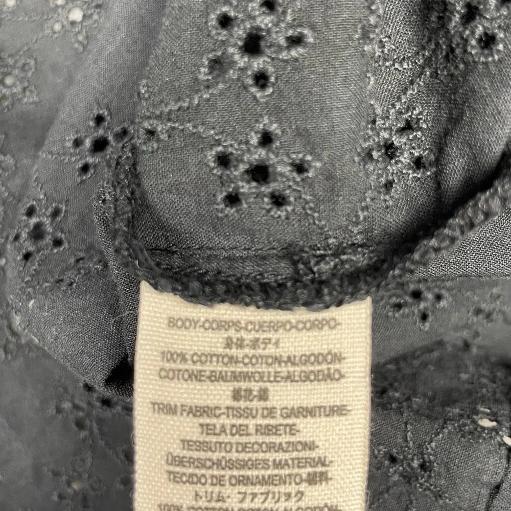 Free People Top Womens Small Black Stars Align Eyelet Beachy Boho Neutral Basic - Picture 9 of 9